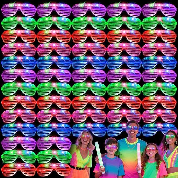108 PCs LED Glasses,Light Up Glasses,Glow Glasses Glow In The Dark Party Supplies Suitable For Kids/Adults, 3 Light up Modes, 5 Neon Colors Rave Party,Wedding, Birthday, Concert, New Year, Carnival