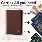2 Passport Holder - Travel Essentials, RFID Blocking Wallet Credit Card Organiser, Plain Accessories Slim Cover For Men & Women