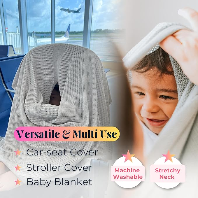 Breathable Nursing Cover Up for Breastfeeding - Privacy Nursing Covers - Improved Ponchy by Gold Mamas - Newborn Essentials Must Haves - TrueGray