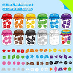12 Pieces Magnetic Color Sorting Toys, 60 Color & Shape Magnets, Early Educational Sorting Set for Refrigerator Whiteboard Baby Toddlers Kids