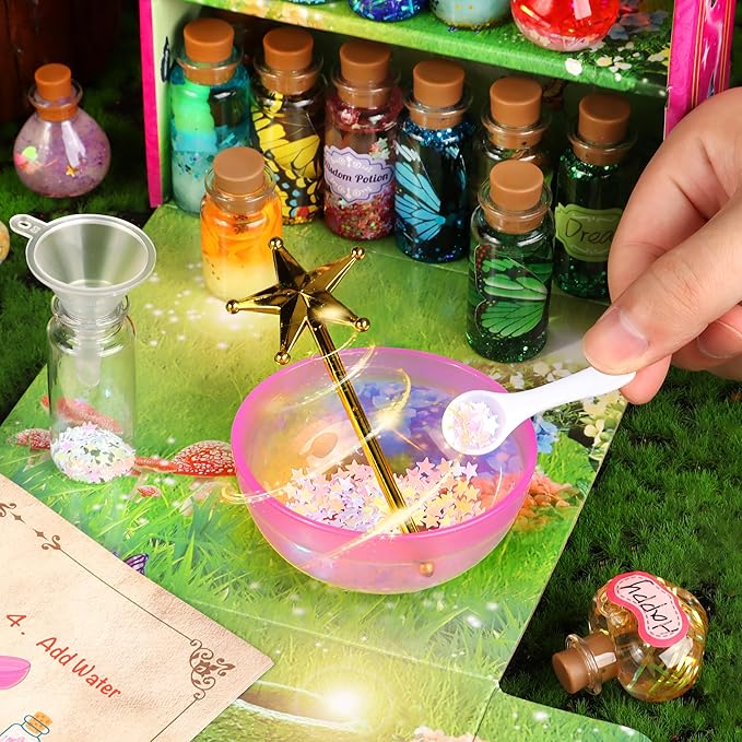 wookidel Fairy Magic Craft Kit for Kids with 20PCS Potion Bottles - Fairy Magical Potions Making Craft Kit - Gift for Christmas, Birthday, Creative Art Craft Kit for Girls Boys 6 7 8 9 10 Year Old