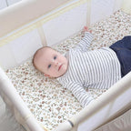 Pack and Play Sheets Fitted, Mini Crib Sheets for Graco Pack N Play Playard (38x26), Ultra Soft Organic Cotton Blend, Safe & Snug Playpen Mattress Sheet for Baby Boys & Girls – Fleurette, 2-Pack