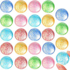JOYIN 24 PCS Glitter Bouncy Balls, 6 Styles 32mm Assorted Bouncy Balls Bulk with Storage Bag, Bounce Toys for Kids Party Favors Birthdays Gifts Goodie Bags Stuffers Carnival Prizes