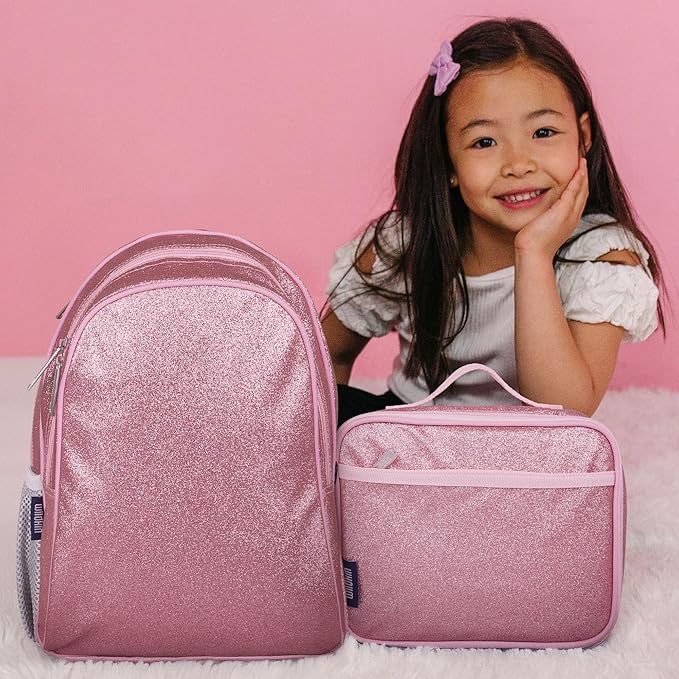 Wildkin 15-inch Kids Backpack – Durable, Padded, Adjustable for School & Travel - Pink Glitter