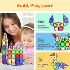 PicassoTiles 40pc Nano Mini Magnetic Tile Construction Building Blocks Travel Toy Set with Storage Case STEM Educational Fun Learning Magnet Tiles Stacking Toys for Toddlers Girls Boys Ages 3+ PN01