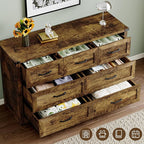 7-Drawer Dresser for Bedroom, Modern Wooden Chest of Drawers with Metal Handles, Anti-Tipping Design, Sturdy and Stable Storage Organizer for Living Room, Entryway, Home Office