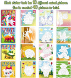 4PCS Crafts for Kids Ages 4-8 Sticker Books - Includes Dinosaur Llama Turtle and More Animal Designs Gift Party Create 40 Pictures