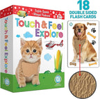 My Touch and Feel English Spanish Bilingual Picture Double Sided Sensory Flash Cards for Infant, Toddlers, Kids, Learn Animals, Fruits, Objects and Vehicles, Fun Learning and Educational Flashcards