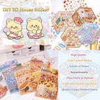 DIY 3D Sticker Scene 4 Sets of Scene Stickers Make Your Own Mini Shop Sticker Cute Miniature Cartoon Therapy Stickers for Kids Adult
