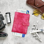 Melsbrinna Unisex Adult Travel Wallet, RFID Protected, Pink Faux Leather Passport Cover with 6 Compartments and 4 Card Slots