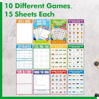 2 Pack Road Trip Game Pads, 10 Games (Categories, Dot & Boxes, Tic-tac-Toe, Scavenger Hunt Bingo), Pen Pencil Paper Game, Plane Trip/Car Travel/Getaway Activity Pad for Kid, Adult