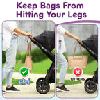 Stroller Hooks for Hanging Diaper Bags - Mommy Stroller Clip and Stroller Accessories Organizer Hook - Large Carabiner Clips for Mom Purse Shopping Grocery Bag and Accessory - (2 Pack) (Clips)