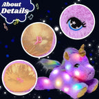 Cuteoy Glowing LED Light-up Purple Unicorn Nightlight Toys Musical Plush Stuffed Animal Singing Lullabies Birthday Christmas Plushies Gifts for Kids Boys Girls,13"