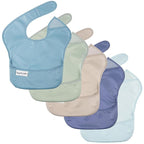 Tiny Twinkle Mess Proof Baby Bibs for Eating - Waterproof, Wipeable Bibs - Toddler Bibs - Travel Friendly - PFAS, PVC, BPA, Phthalate Free - Baby Food Bibs(5 Pack, Boy Spring)