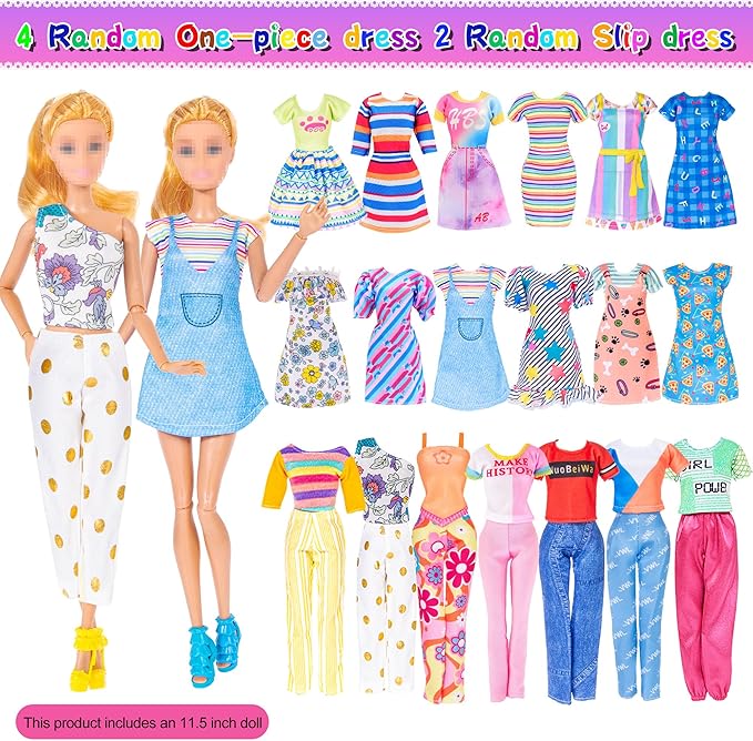 91pcs 11.5 Inch Girl Doll with Clothes, Accessories and Closet - Princess Gowns, Fashion Dresses, Outfits, Swimsuits, Shoes, Hangers - Dress Up Toys for Girls, Kids, Toddlers (Doll Included)