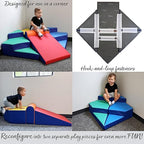 FDP SoftScape Step Up and Slide Corner Climber, Indoor Active Play Structure for Toddlers and Preschoolers, Soft Foam for Crawling and Sliding, Multiple Configurations (4-Piece) - Assorted, 13383