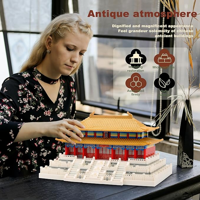 Chinese Architecture Micro Building Blocks Set Hall of Supreme Harmony Collection Model for Display 2166PCS Creative Building Sets for Adults and Age 14+