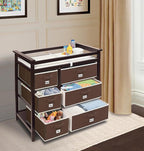 Badger Basket Modern Baby Changing Table with 6 Storage Drawers and Pad, Diaper Change Station - Espresso