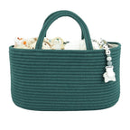 Large Baby Diaper Caddy Organizer for Girl Boy Rope Nursery Storage Bin Basket Portable Holder Tote Bag for Changing Table Car Travel Baby Shower Gifts basket dark green