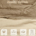 Hooyax Muslin Nursing Pillow Covers 2 Pack, Soft and Breathable Nursing Covers for Breastfeeding Pillows, Adorable Infant Feeding Pillow Slipcover for Baby Boy and Girls (Brown Wheat)