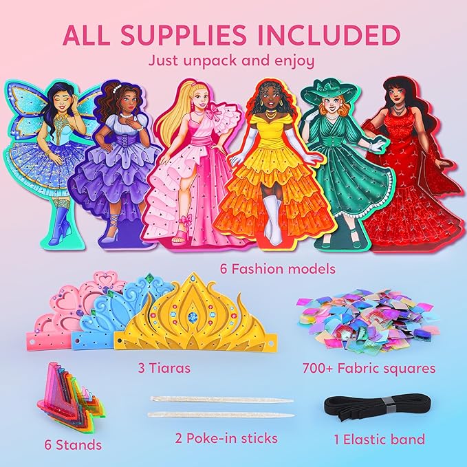 Klever Kits Poke in Fun Art Crafts for Kids Ages 4-8, Princess Dress-up, Art Activities, DIY Craft Kits, Birthday Gifts for Girls Ages 4 5 6 7 8+