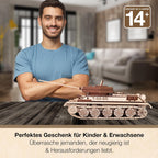 3D Wooden Puzzles for Adults - DIY T-34-85 Tank 3D Puzzle Model Kit with Rubber Band Engine, Rolling Wheels & Rotating Cannon - 3D Wooden Puzzle for 15 yrs Above & Adults - Eco Wood Art, 965 Pieces