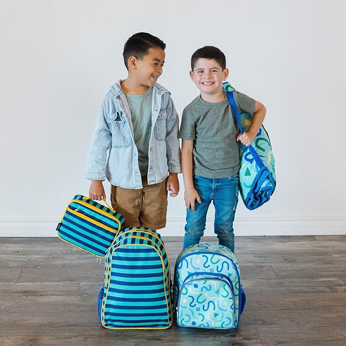 Wildkin 15-inch Kids Backpack – Durable, Padded, Adjustable for School & Travel - Blue Stripes