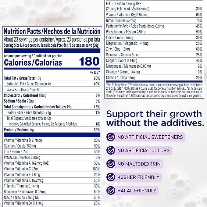 Enfagrow PREMIUM Gentlease Toddler Nutritional Drink, Made with Real Milk, Designed to Ease Fussiness, Gas & Crying, Brain-Building Omega-3, Nutrients for Growth & Immune Support, Powder Can, 29.1 Oz