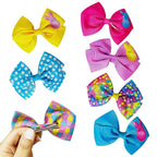 PEEPS Hair Bows Bundle - 7 Pcs 4 Inch Alligator Clips with Different Prints, Easter Bunny Themed for Girls, Toddlers 3+