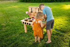 Noble Toys Mini Mud Kitchen with Functional Stovetop Sink for Kids | Pretend Play Toddler Table with Running Water | Outdoor Playset Working Sink | Real Wooden Kitchens | Preschool Equipment
