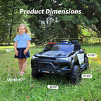 12V 7Ah Electric Police Car Ride on Toy for Big Kids, 2 Seater Kids Ride on Car SUV with Remote Control, Bluetooth - Black