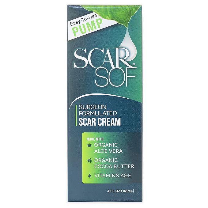 ScarSof Scar Cream - Advanced Scar Cream Made with 100% Organic Aloe Vera and All Natural Emu Oil - Helps Scar Appearance and Overall Skin Health - 4 oz