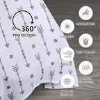 Rquite Car Seat Covers for Babies, 100% Muslin Carseat Cover Boys Girls, Lightweight Infant Car Seat Canopy, Soft Breathable Baby Carrier Cover, Summer Stroller Cover (Grey Arrow)