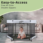 Pamo Babe Baby Playpen with Sun Protection Canopy - Indoor & Outdoor Play Yard for Babies and Toddlers - Baby Tent with Zipper Door