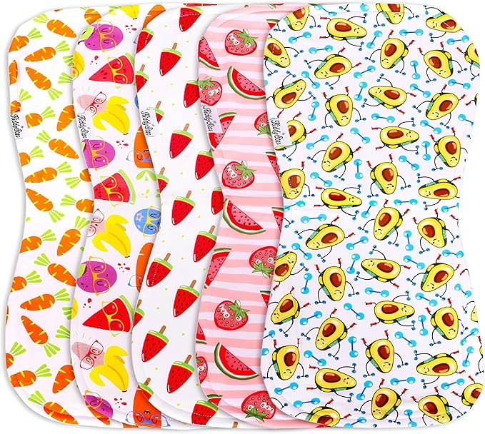 Premium 5-Pack Large Organic Cotton Burp Cloths – 3 Layers, Ultra Soft & Absorbent Burping Towel, Shoulder Towel & Hand Towel