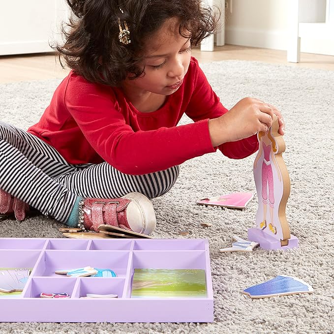 Melissa & Doug Disney Sleeping Beauty and Snow White Magnetic Dress-Up Wooden Doll Pretend Play Set (40+ pcs), Pretend Play & Preschool Toys for Kids Ages 3+