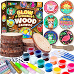 EPUMP Wooden Painting Kit for Kids - Glow in The Dark Arts and Crafts Supplies Kits for Boys Girls - Kids Activities Creative Art Set Birthday Gifts DIY Paint Toys for Ages 6 7 8 9 10 11 12 Years Old