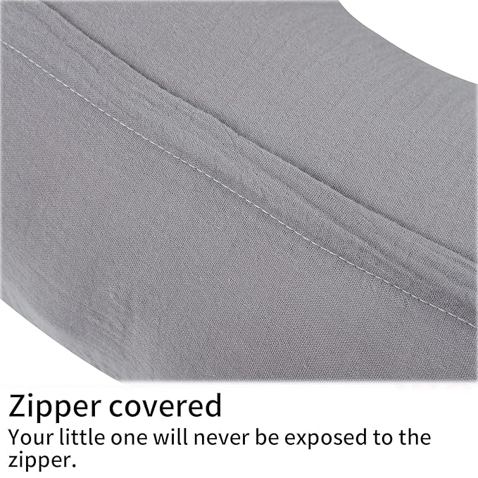 Onacosht Muslin Nursing Pillow Cover Soft 100% Cotton Feeding Pillow Slipcover Fits Standard Infant Nursing Pillow for Baby Boy and Girl, Grey