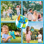 Sloosh Kids Bubble Gun Machine with Refill Solution, 2 in 1 Automatic Bubble Maker Guns for Toddlers 1-3 Kids 4-8, Outdoor Toy, Adults, Summer, Party, Easter, Gift