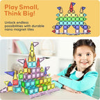 PicassoTiles 40pc Nano Mini Magnetic Tile Construction Building Blocks Travel Toy Set with Storage Case STEM Educational Fun Learning Magnet Tiles Stacking Toys for Toddlers Girls Boys Ages 3+ PN01