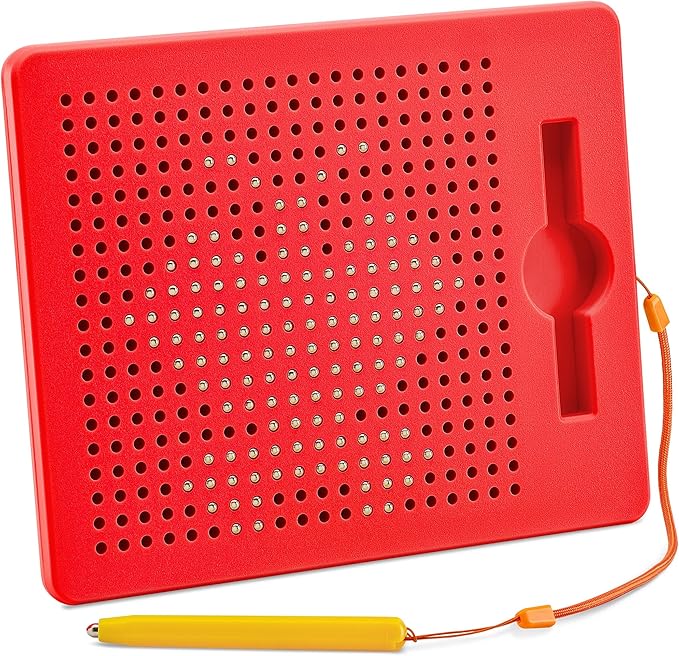 Magnetic Drawing Board for Kids & Toddlers with Beads and Magnet Stylus Pen - Magnetic Tablet Toy for Airplane & Car Ride Activities for Kids