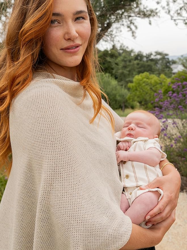 We are Amma | The Cocoon™ - Newborn Essentials Must Haves: Nursing Cover for Breast Feeding Essentials | Nursing Sweater Used as Breastfeeding Cover (Natural, Plus Size)