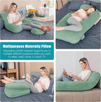 Cute Castle Pregnancy Pillows, Soft U-Shape Maternity Pillow with Removable Cover - Full Body Pillows for Adults Sleeping - Pregnancy Must Haves - Jumbo 57 Inch - Green