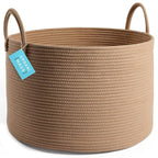 OrganiHaus Large Laundry Basket, Woven Cotton Rope Basket for Blankets, Toy Storage, Nursery Hamper, Living Room Decor Organizer, Soft & Durable Hamper with Handles, 20x13 inches - Honey