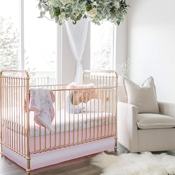 Oilo Crib Sheet, Breathable, Fitted, Turkish Cotton Jersey, 300 Thread Count, Machine Washable, Fits Standard Crib (28" x 52" x 6"), Toddler Bedding, Girl, Boy, & Neutral Nursery Design, Prim Floral