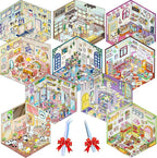 DIY 3D Sticker Scene，10 Sets Pack（600+） Large-Sized, Reusable Sticker Book, Cute Sets for Free Combination, Waterproof for Anywhere, Crafts Party Favors Birthday Gift