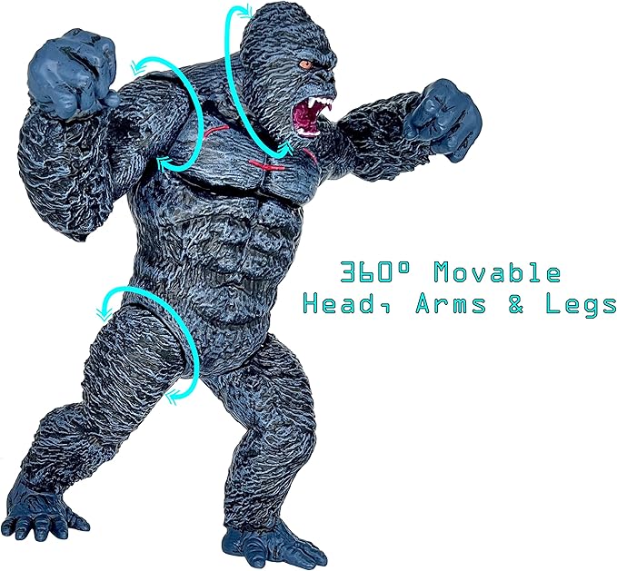 TwCare Giant King Kong vs Godzilla Attack Action Figure 11” Movie Series Fight Mode Gorilla Ape Solid Wild, Travel Bag