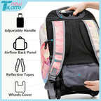 NEW TILAMI Girls 18 inch Rolling Backpack - Large Capacity, Waterproof, Adjustable Handle, Stylish Design, Ideal for School & Travel, Starshine