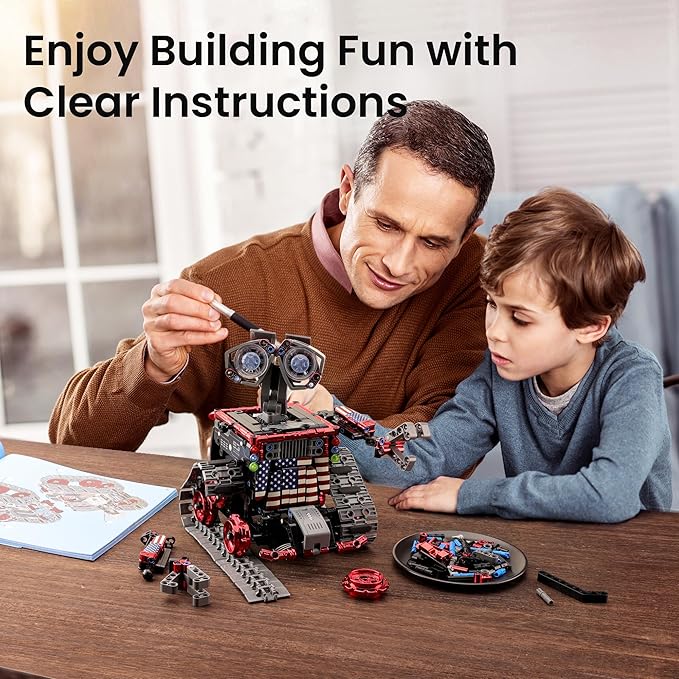 Sillbird Robot Building Kit with Remote Control Gifts for Kids Boys Ages 8-12, STEM Coding Robotic Technic Tracked Racer Car Toys for Birthday - Build 4in1 Model with 631 Pieces