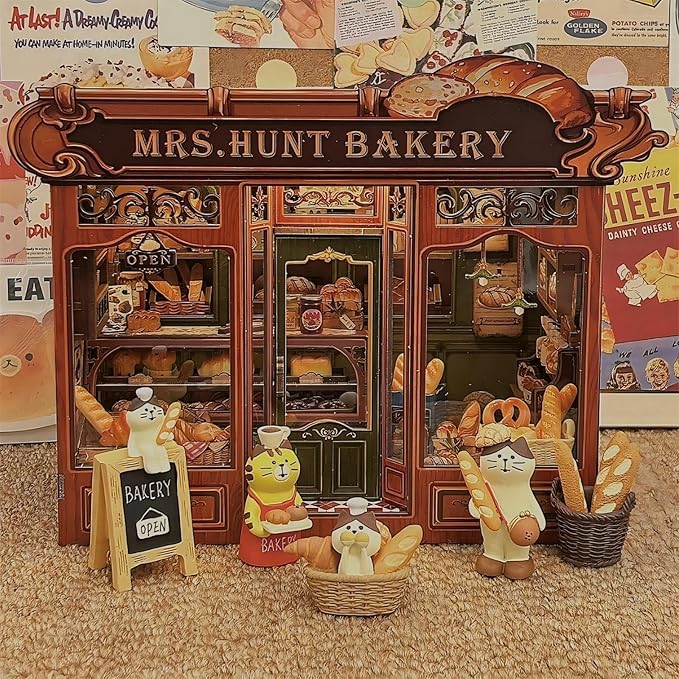 CUTEBEE Book Nook Kit - DIY Miniature House Bakery Dessert Shop Dollhouse Kit for Adults, Booknook Tiny House Bookshelf Decor 3D Wooden Puzzle, Gifts for Family, Friends (Mrs.Hunt Bakery)